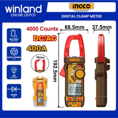 Ingco by Winland TRUR RMS 4000 counts DC/AC Digital Clamp Meter Multimeter Multi Tester DCM62002