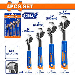 Wadfow by Winland Set of 4 pieces Self Adjusting Steel Pipe Wrench WPW1K04 WAD-HT