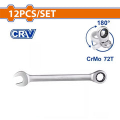 Wadfow by Winland 12PCS/Set (8-19mm) Cr-Mo + CR-V Ratchet Spanner Set WSP4212 WAD-HT