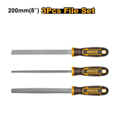 Ingco by Winland 200mm(8in) 3PCS/Set Carbon Steel Wood File Carpentry Wood Working Tool HKTFW0308