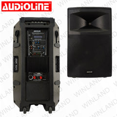 Audioline by Winland 15"Active Speaker box w/ Battery & Wireless Microphone 2000W-PRX-3815A6-20UFBRS