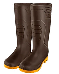 Ingco Rain Boots 100% Waterproof Virgin PVC with High Resistance to Alkali (BROWN)