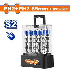 Wadfow by Winland 10pieces/Set PH2+PH2 65mm Strong Magnetic Screwdriver Bits WSV3B01 WAD-HT
