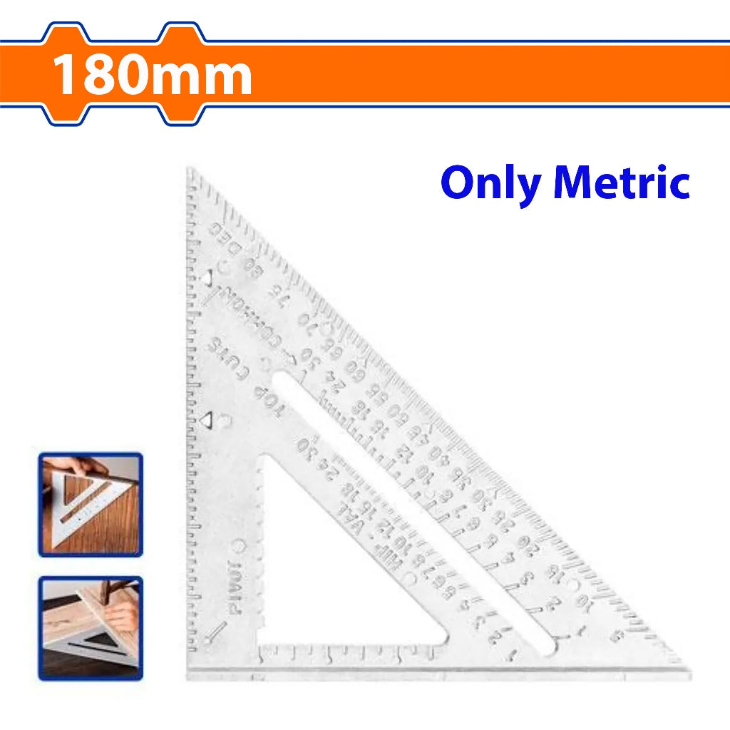 Wadfow by Winland 7"/180mm Aluminum Angle Square Speed Triangle Carpenter Ruler Only Metric WSR2207