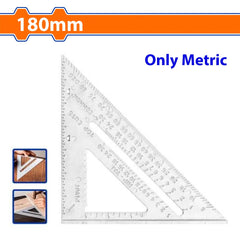 Wadfow by Winland 7"/180mm Aluminum Angle Square Speed Triangle Carpenter Ruler Only Metric WSR2207
