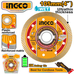 Ingco by Winland Ultra Thin Wet Diamond Cutting Disc 4" (105mm) DMD051051 ING-HT