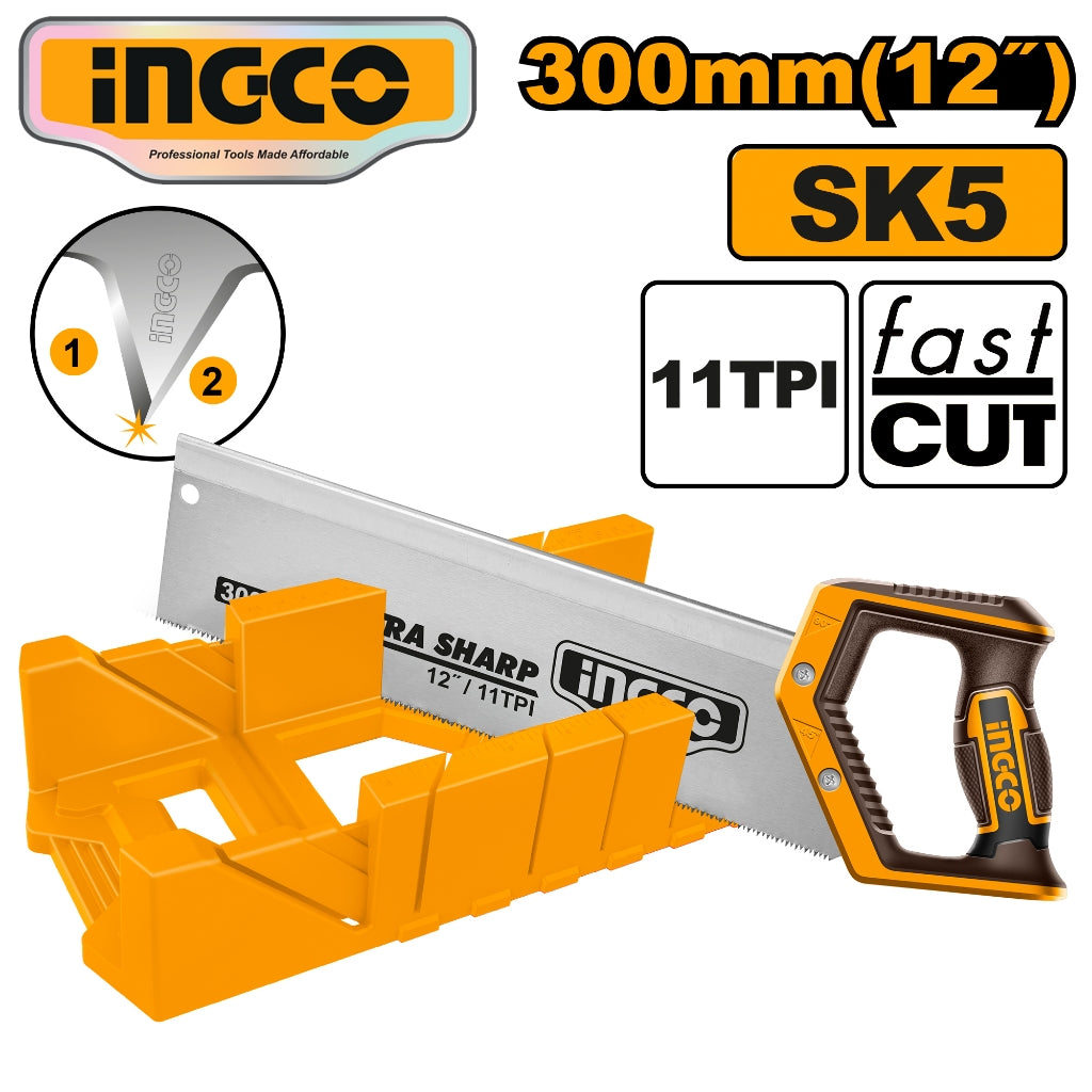 Ingco by Winland Mitre Box and Back Saw 300mm HMBSB30062 ING-HT