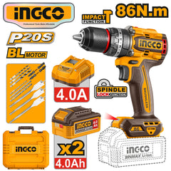 Ingco by Winland P20S/20V Lithium-Ion Brushless Cordless Impact Drill 86N.m CIDLI208682 ING-CT