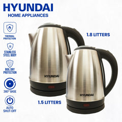 Hyundai Appliances by Winland Electric Kettle Stainless Steel Body 1500W