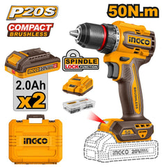 Ingco by Winland P20S 20V Lithium-Ion Brushless Cordless Drill 50N.m CDLI205062 ING-CT