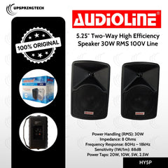 Audioline HY5P 5.25″ Two-Way High Efficiency Speaker 30W RMS 100V Line