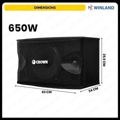 Crown by Winland 12inches Karaoke Speaker System 3-Way / 8 ohm 650W (2)PCS Per Order BF-1208