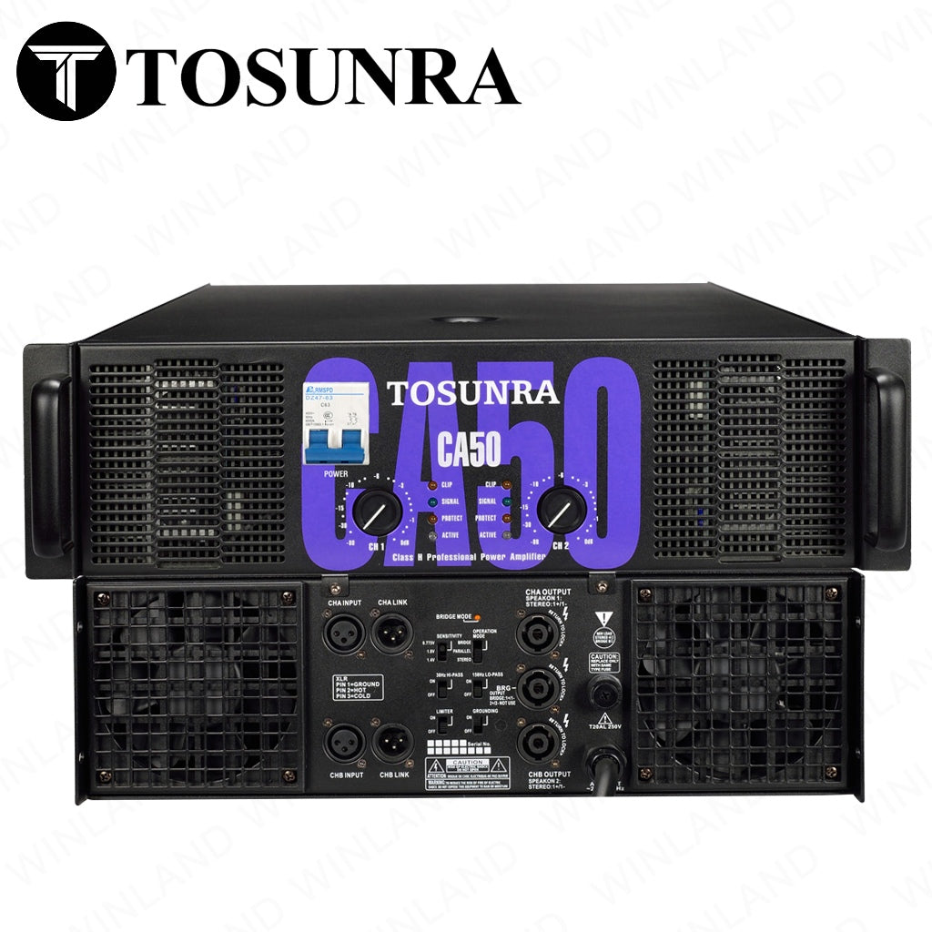 Tosunra by Winland 1600W x 2 CH Powerful High-Current Professional Integrated Amplifier 8Ω TOS-CA50