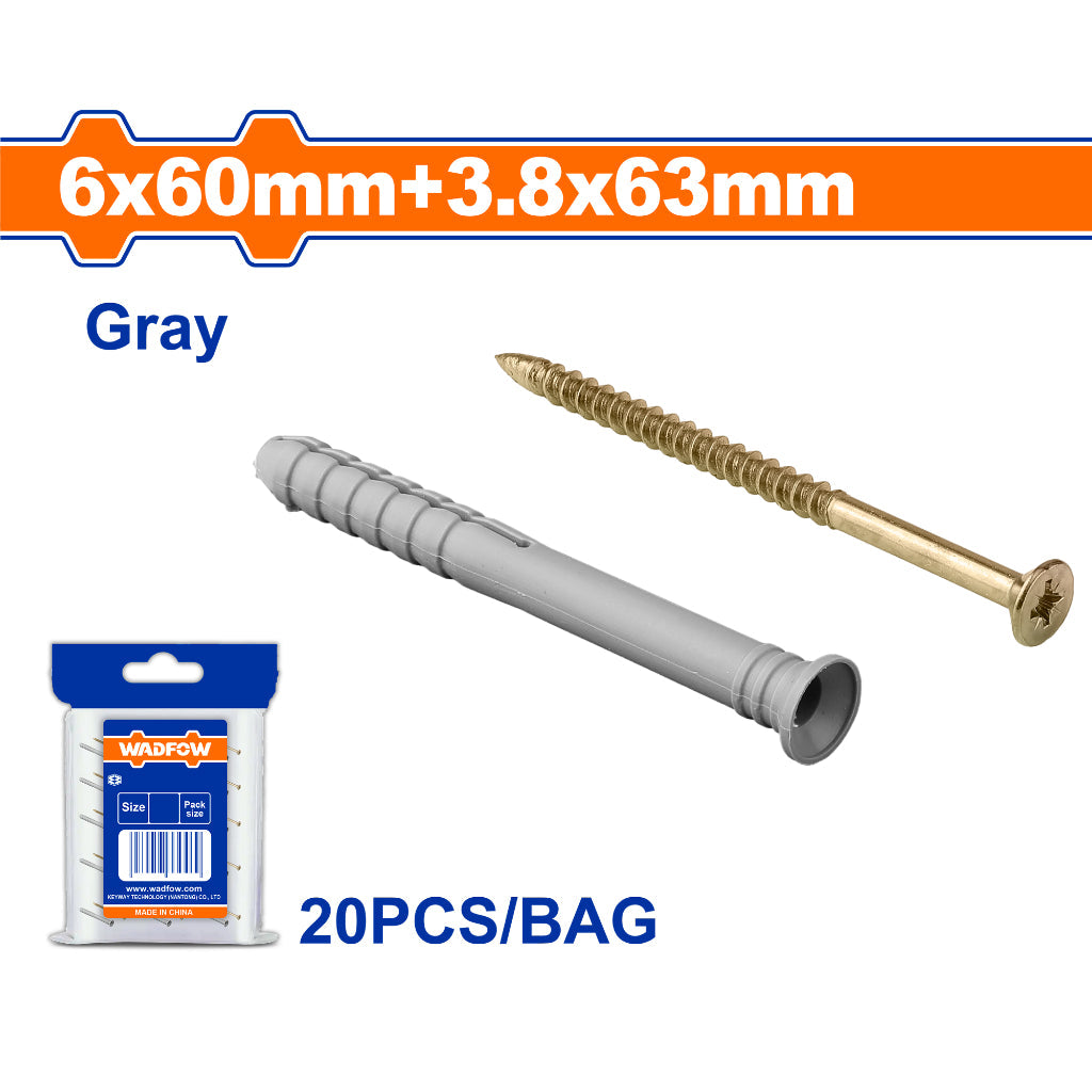 Wadfow 10PCS-30PCS/Set PE, Steel Hammer Frame Fixing Anchor with Screw (WHT)