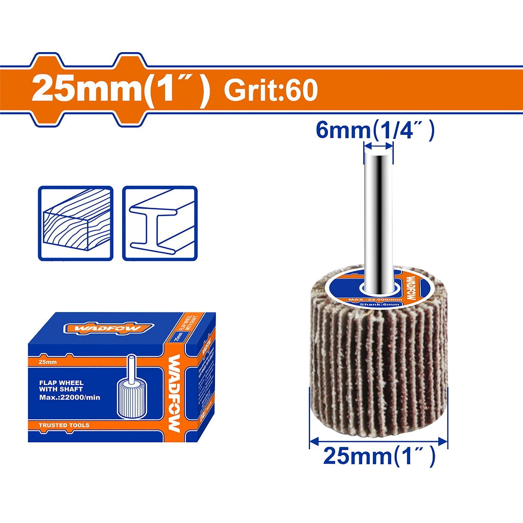 Wadfow by Winland Flap Wheel with Shaft 25mm(1in) | 50mm(2in) [SOLD PER PIECE] WAD-HT