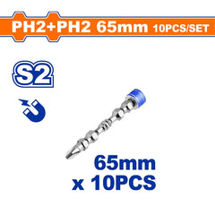 Wadfow by Winland 10pieces/Set PH2+PH2 65mm Strong Magnetic Screwdriver Bits WSV3B01 WAD-HT