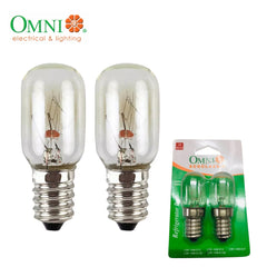 Omni by Winland Refrigerator Bulb E12|E14| E27 Himalayan Salt Freezer Light [Twin Pack]