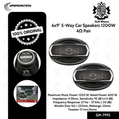 Gulf Milano GM-7995 6x9″ 5-Way Car Speakers 1200W 4Ω Pair