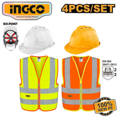 Ingco by Winland Safety helmet and Reflective Vests Set ING-HT