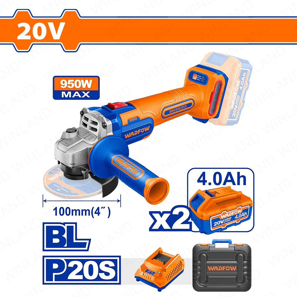 Wadfow by Winland P20S/20V Lithium-Ion Cordless Angle Grinder 950W WLAP5312 WAD-CT