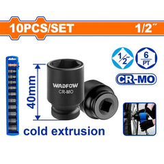 Wadfow by Winland 10pieces/Set 1/2inches Cr-Mo Dr. Deep Impact Socket Set WMSD201 WAD-HT