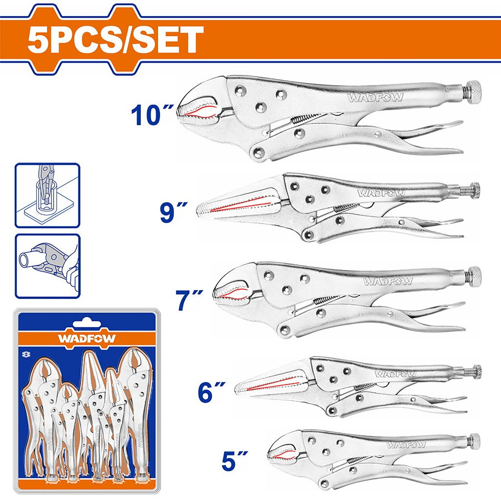 Wadfow by Winland 5pieces/Set Carbon Steel Locking Pliers Set WLP5405 WAD-HT