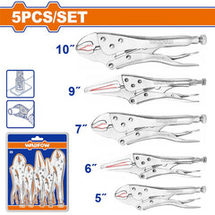 Wadfow by Winland 5pieces/Set Carbon Steel Locking Pliers Set WLP5405 WAD-HT