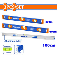 Wadfow by Winland 3PCS/Set Aluminum Spirit Level Set with High Accuracy Vials WSL56G03 WAD-HT