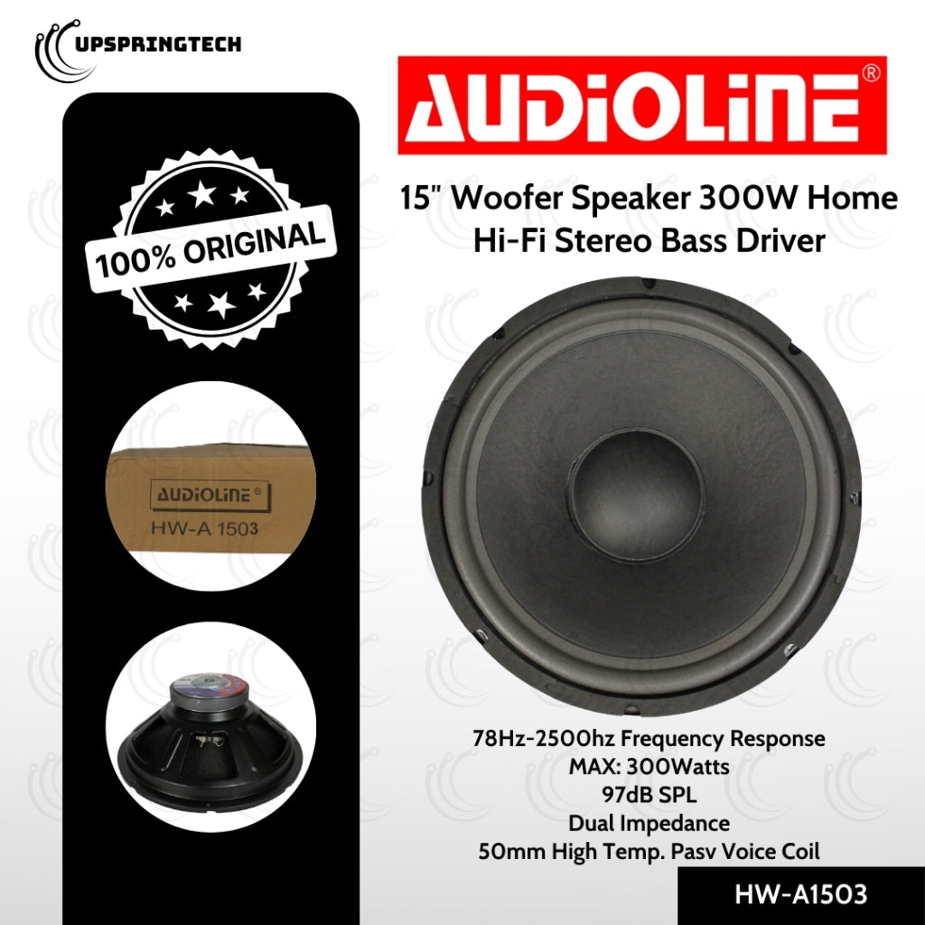 Audioline HW-A1503 15″ Woofer Speaker 300W Home Hi-Fi Stereo Bass Driver