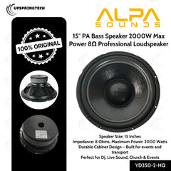 ALPA YD350-2-HQ 15″ PA Bass Speaker 2000W Max Power 8Ω Professional Loudspeaker
