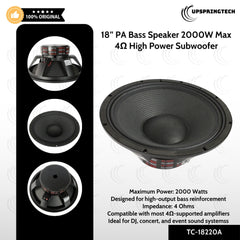 TTL TC-18220 18” PA Bass Speaker 2000W Max 4Ω High Power Subwoofer