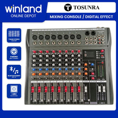 Tosunra by Winland 8 Mono-Channels Mixing Console Input Mixer w/ Digital Effects & USB, BT TOS-DM809