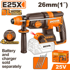 Ricota E25X Brushless Cordless Rotary Hammer 25V 2.5J with 3 Function & SDS Plus Chuck System