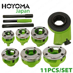 Hoyoma Japan by Winland 11PCS (1/2"-2") Professional Ratchet Die Stocks for Pipe Threader HT-RD11S