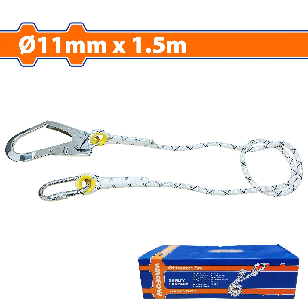 Wadfow by Winland Safety Rope/Lanyard Elastic with 2x Hooks Steel Look 11mm x 1.5m WAQS2515 WAD-HT