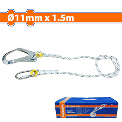 Wadfow by Winland Safety Rope/Lanyard Elastic with 2x Hooks Steel Look 11mm x 1.5m WAQS2515 WAD-HT