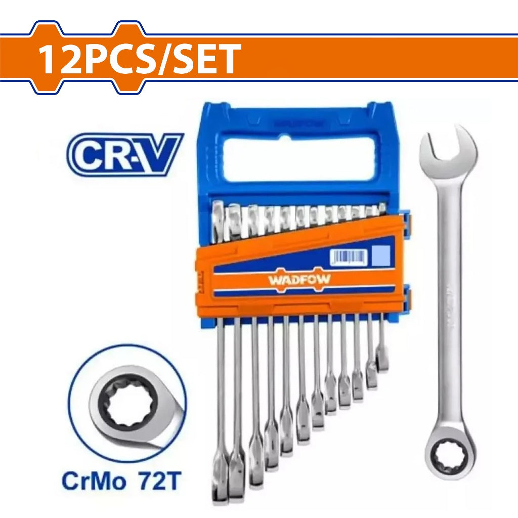 Wadfow by Winland 12PCS/Set (8-19mm) Cr-Mo + CR-V Ratchet Spanner Set WSP4212 WAD-HT