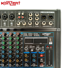 Konzert by Winland KM-60+ 6 Channel Professional Mixer with BT, USB  & 99 DSP Effects-Subwoofer