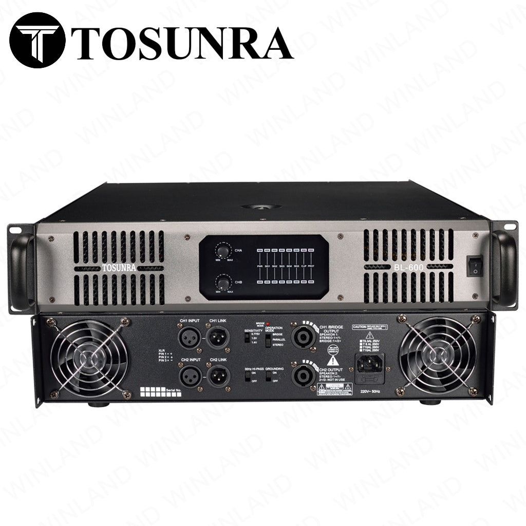 Tosunra by Winland 350W x 2 CH Powerful High-Current Professional Integrated Amplifier 8Ω TOS-BL-600