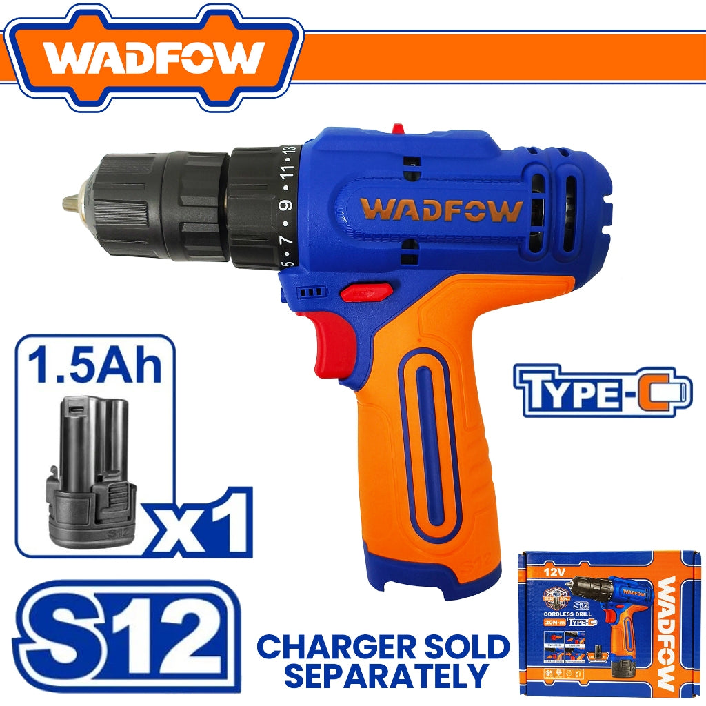 Wadfow by Winland S12 Series Lithium-Ion Cordless Drill 12V 20Nm w/ Battery WCDS565 WAD-CT