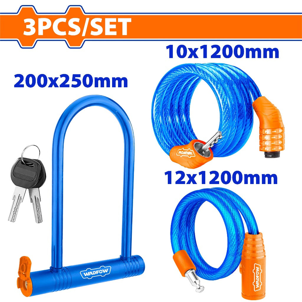 Wadfow by Winland 3pieces/Set Anti-Theft Bicycle Cable/Safety Lock WBK9003 WAD-HT
