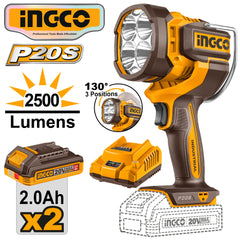Ingco by Winland P20S/20V 2.0AH Lithium-Ion Cordless Work Lamp Flashlight CWLI20887 ING-CT