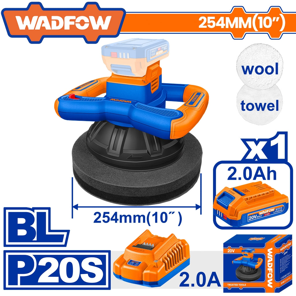 Wadfow by Winland P20S/20V Lithium-Ion Brushless Motor Cordless Polisher WHL35254 WAD-CT