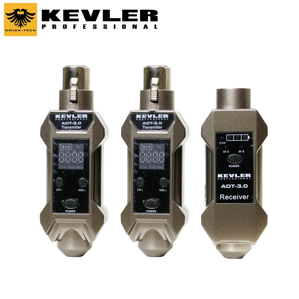 Kevler by Winland Professional UHF Dual Transmitter Wired to Wireless Microphone Converter Phantom 4
