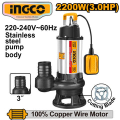Ingco by Winland Seawage Submersible Water Pump for Dirty Water 2200W 3.0HP SPDB220068-5 ING-PT