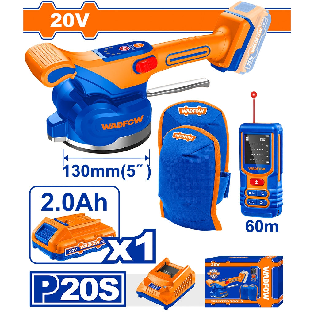 Wadfow P20S/20V Lithium-Ion Cordless Tile Vibration Machine Combo Kit (WCT)