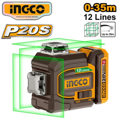 Ingco by Winland P20S/20V Lithium-Ion Cordless 3D Laser Level Green Laser Level Range: 0~35m ING-CT