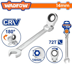 Wadfow by Winland Flexible 180° Ratchet Spanner Chrome Plated 14 mm WAD-HT