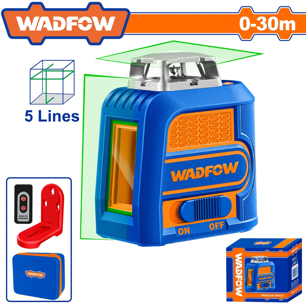 Wadfow by Winland 0-30m Self-Leveling Line/Green Laser Beam Level WLE2M05 WAD-PT