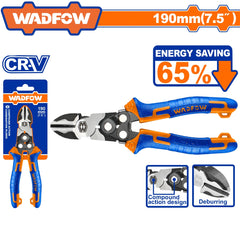 Wadfow by Winland Compound Action Diagonal Cutting Pliers 190mm(7.5") WPL3768 WAD-HT